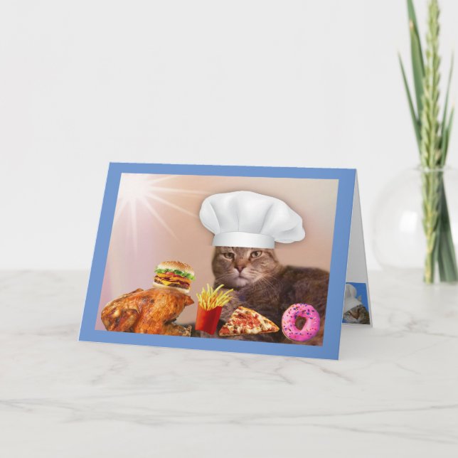 Tarjeta Cumpleaños del Banquete del Gato Chef (Anverso)