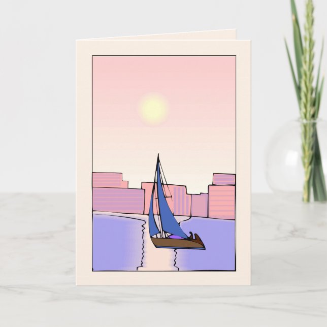 Tarjeta Cumpleaños del barco de vela (Anverso)