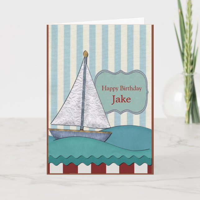 Tarjeta Cumpleaños del barco de vela (Anverso)