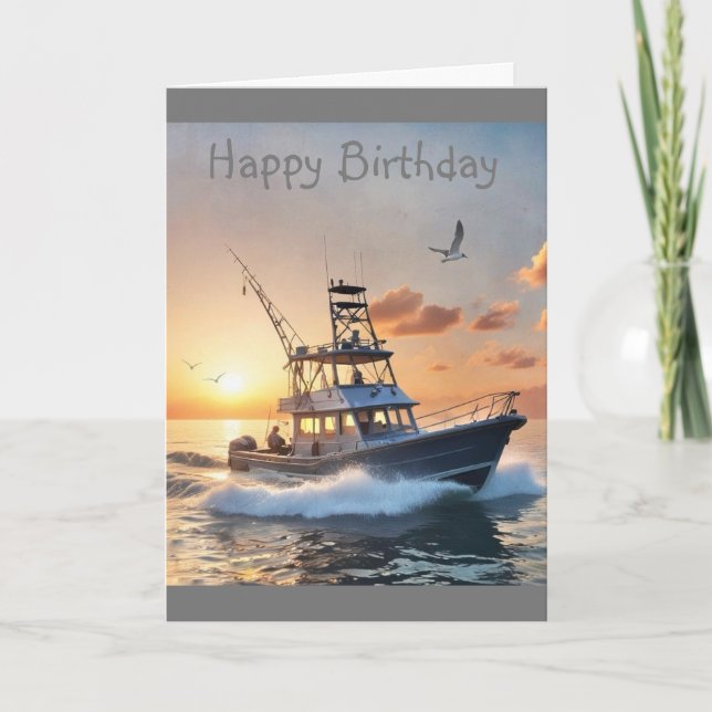 Tarjeta Cumpleaños del barco pesquero (Anverso)