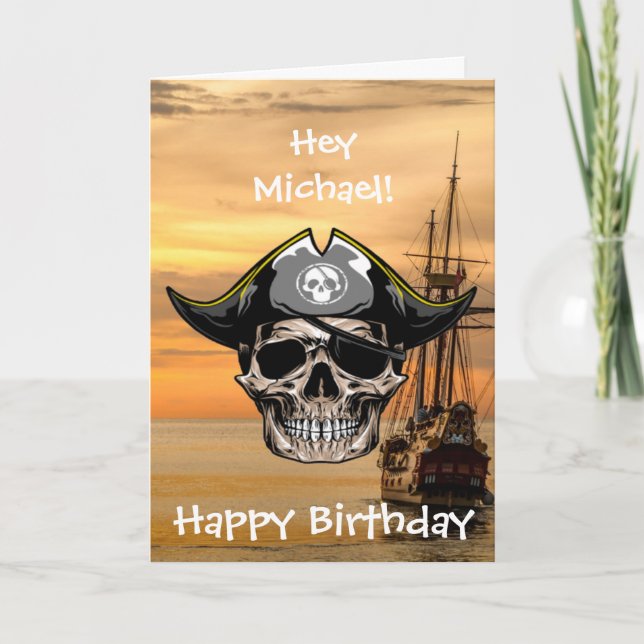 Tarjeta Cumpleaños del Barco Pirata más Lindo (Anverso)