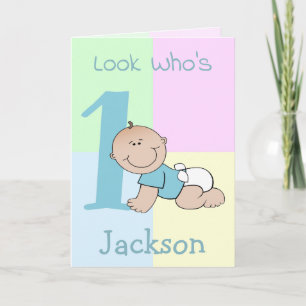 Tarjeta Cumpleaños del bebé niño de dibujos animados adora