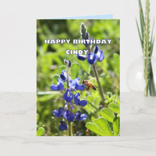 Tarjeta Cumpleaños del Bluebonnet de Cindy Tejas feliz