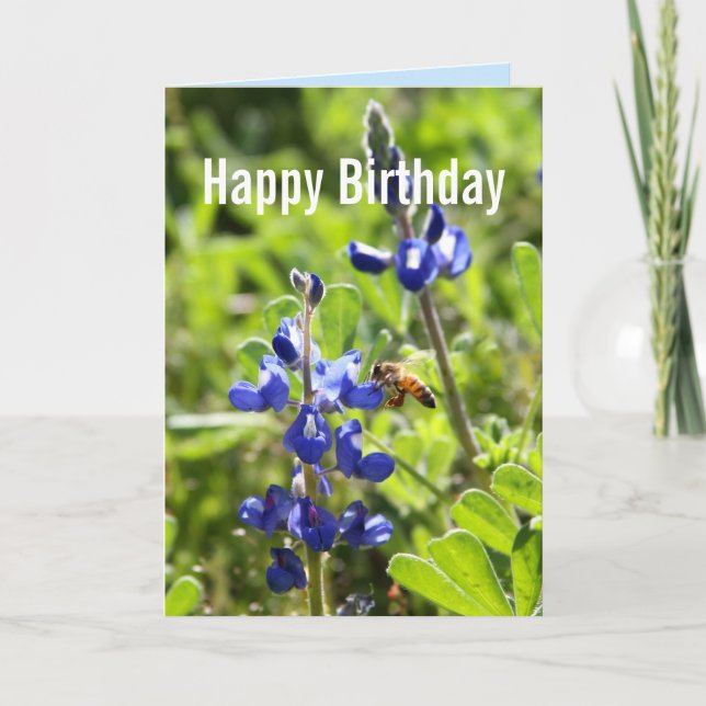 Tarjeta Cumpleaños del Bluebonnet de Tejas feliz (Anverso)