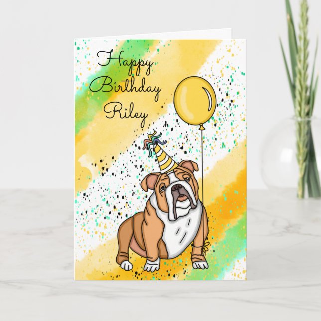 Tarjeta Cumpleaños del Bulldog Cute (Anverso)