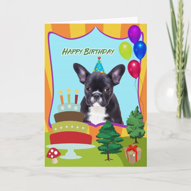 Tarjeta Cumpleaños del bulldog francés (Anverso)