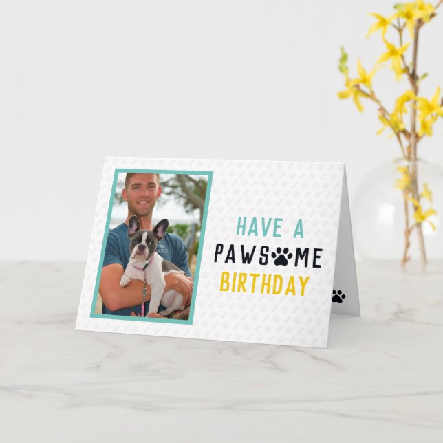 Tarjeta Cumpleaños del Bulldog francés Pawsome (flor amarilla)