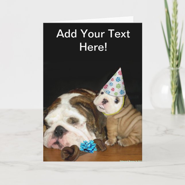 Tarjeta Cumpleaños del Bulldog Inglés (Anverso)