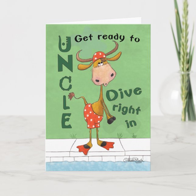 Tarjeta Cumpleaños del buzo de vaca longhorn para el tío (Anverso)