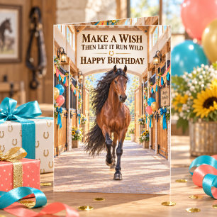 Tarjeta Cumpleaños del caballo andaluz de bahía Haz un Des