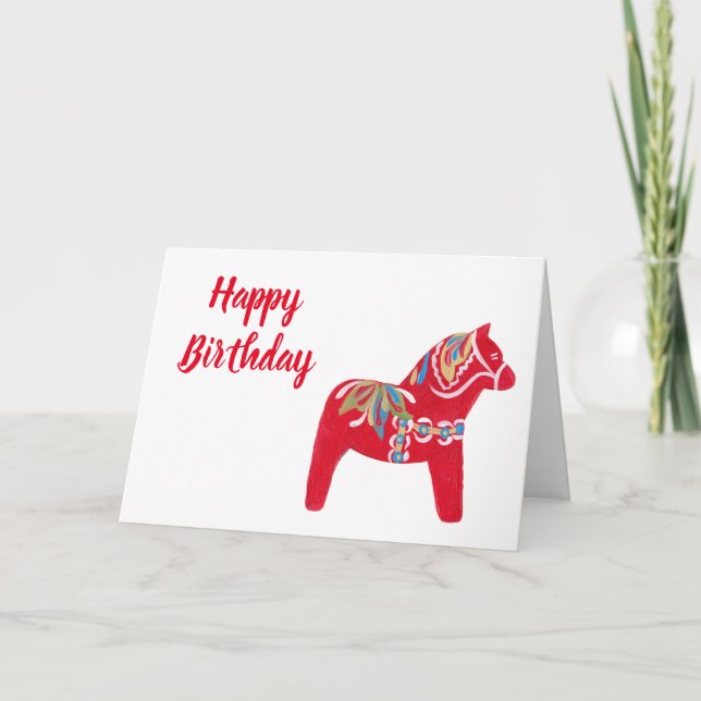 Tarjeta Cumpleaños del caballo de Dala (Anverso)