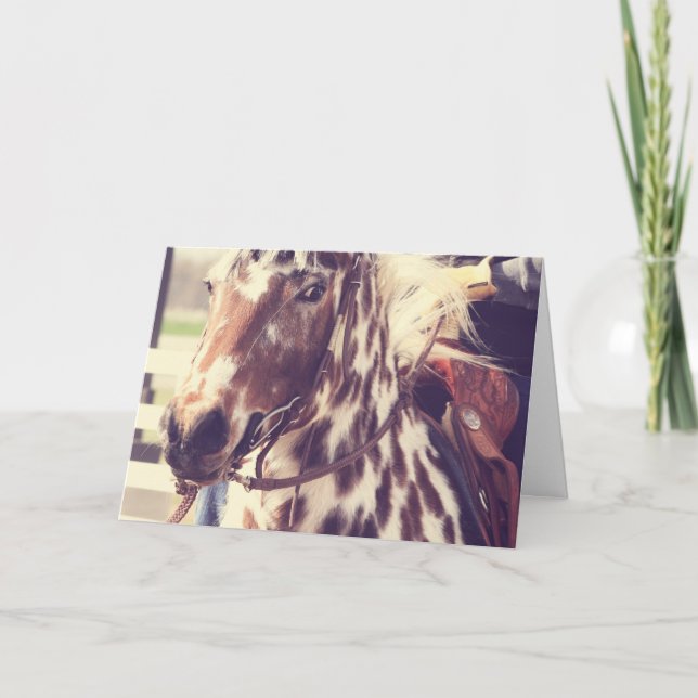 Tarjeta Cumpleaños del caballo de la demostración del (Anverso)