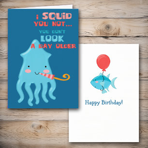 Tarjeta Cumpleaños del calamar azul