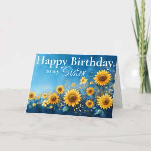 Tarjeta Cumpleaños del campo girasol del crepúsculo doblad
