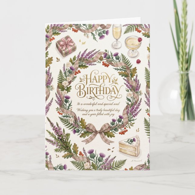 Tarjeta Cumpleaños del Cardo Escocés (Anverso)