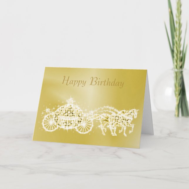 Tarjeta Cumpleaños del Carruaje y Caballos de la Princesa  (Anverso)