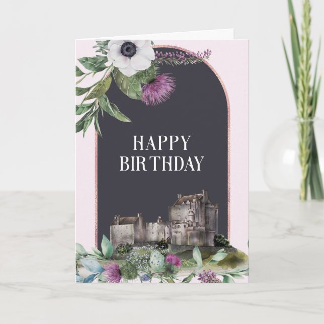 Tarjeta Cumpleaños del Castillo de las Flores Púrpura de E (Anverso)