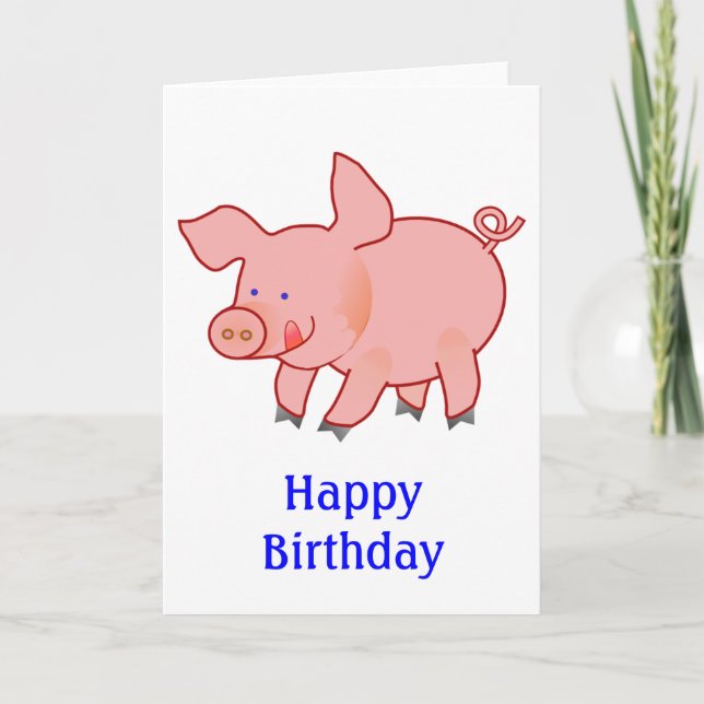 Tarjeta Cumpleaños del Cerdito Cute (Anverso)