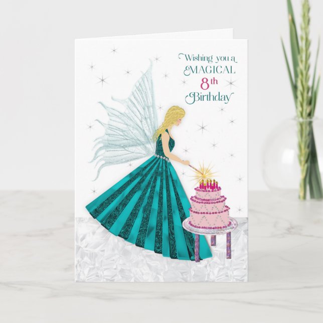 Tarjeta Cumpleaños del Chica 8 Vela de alumbrado mágico de (Anverso)