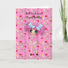 Tarjeta Cumpleaños del chica Kawaii - personalizado