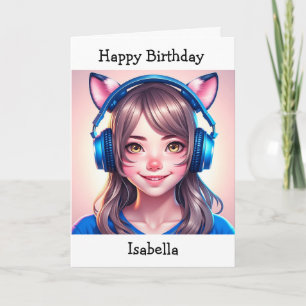 Tarjeta Cumpleaños del Chica Temático Anime   Página de co