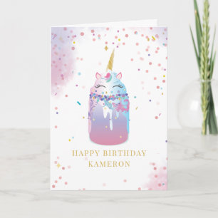 Tarjeta Cumpleaños del Chica Unicorn Crazy Milkshake