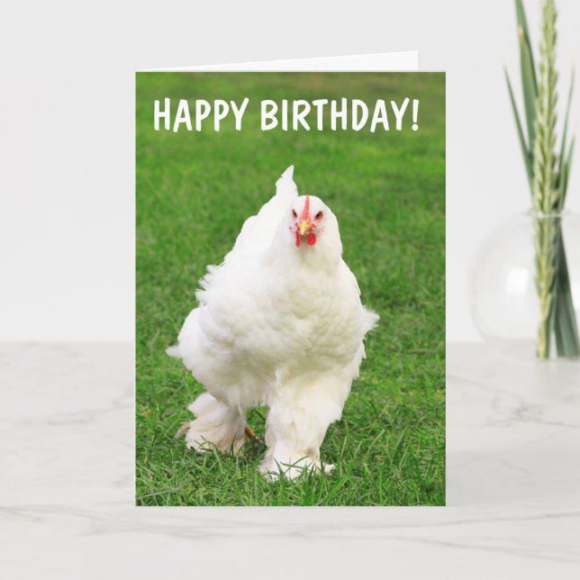 Tarjeta Cumpleaños del Chiste de gallo de pollo con huevos (Anverso)