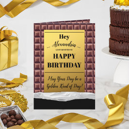 Tarjeta Cumpleaños del chocolate de oro personalizado