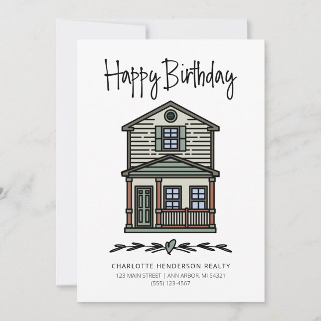 Tarjeta Cumpleaños del cliente inmobiliario (Anverso)