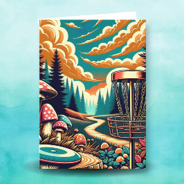 Tarjeta Cumpleaños del Club de Golf Retro Disk Psychedelic