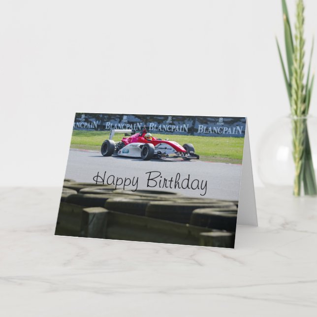 Tarjeta cumpleaños del coche de Carreras (Anverso)