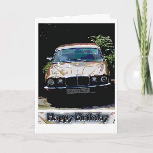 Tarjeta Cumpleaños del coche Jaguar (Anverso)