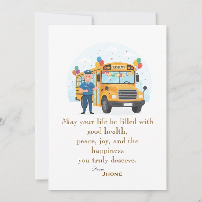 Tarjeta Cumpleaños del conductor (Anverso)