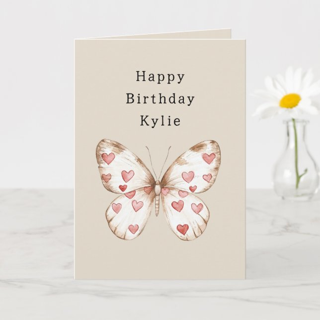 Tarjeta Cumpleaños del Corazón de Mariposa (Planta pequeña)