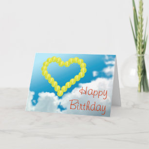 Tarjeta Cumpleaños del corazón del tenis feliz