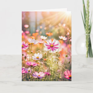 Tarjeta Cumpleaños del Cosmos Rosa de Verano