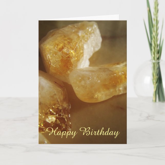 Tarjeta Cumpleaños del cristal de las piedras preciosas (Anverso)