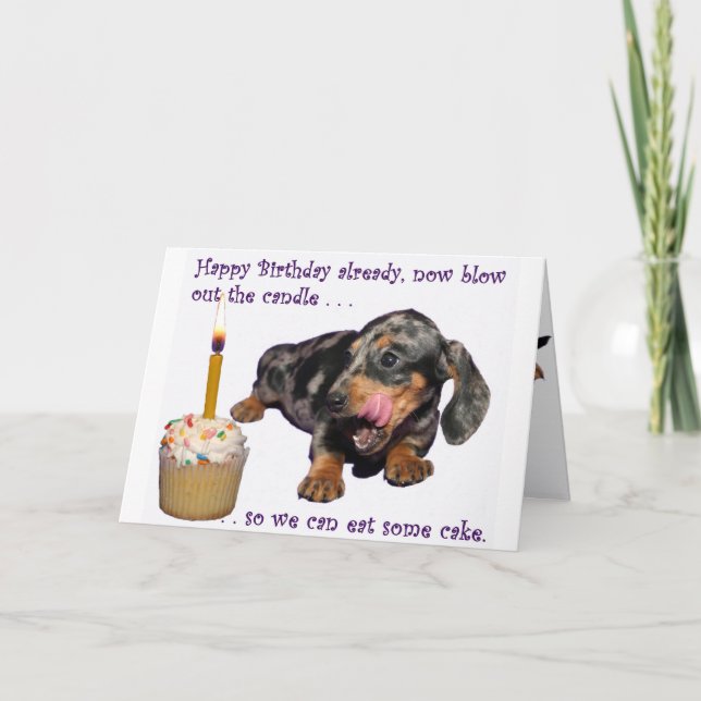 Tarjeta Cumpleaños del Dachshund (Anverso)