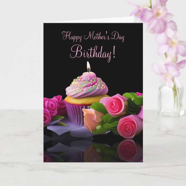 Tarjeta Cumpleaños del Día de las Madres con Cupcake y Flo (Orquídea)