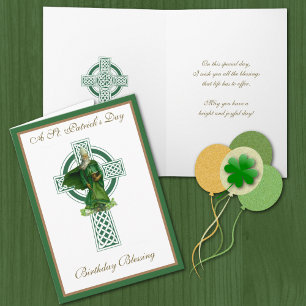 Tarjeta Cumpleaños del Día de San Patricio Cruz Celta Verd