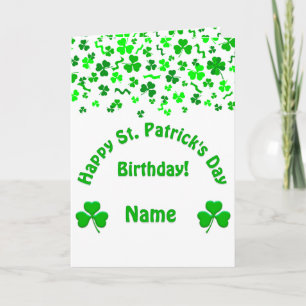 Tarjeta Cumpleaños del Día de San Patricio Shamrocks Perso