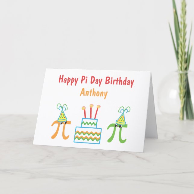 Tarjeta Cumpleaños del Día Pi Personalizado (Anverso)