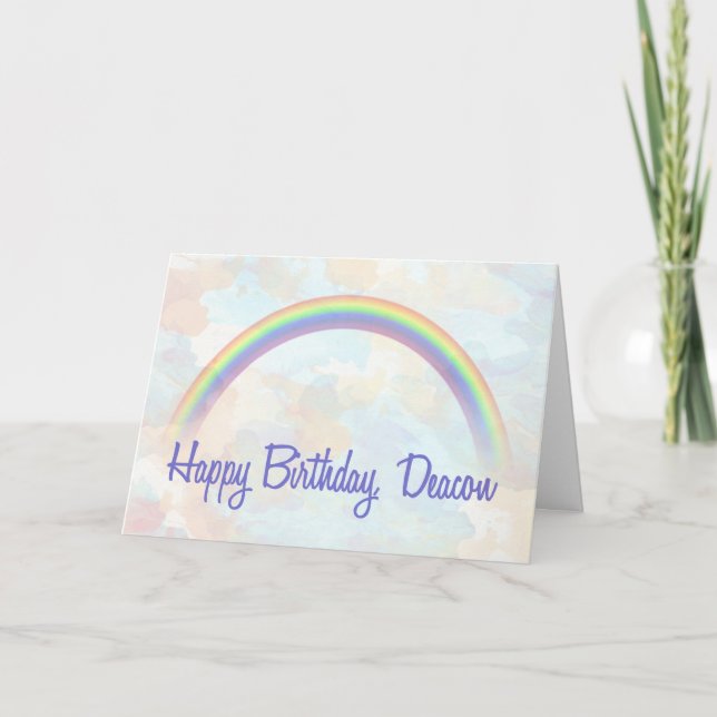 Tarjeta Cumpleaños del diácono, arcoiris de bendiciones (Anverso)