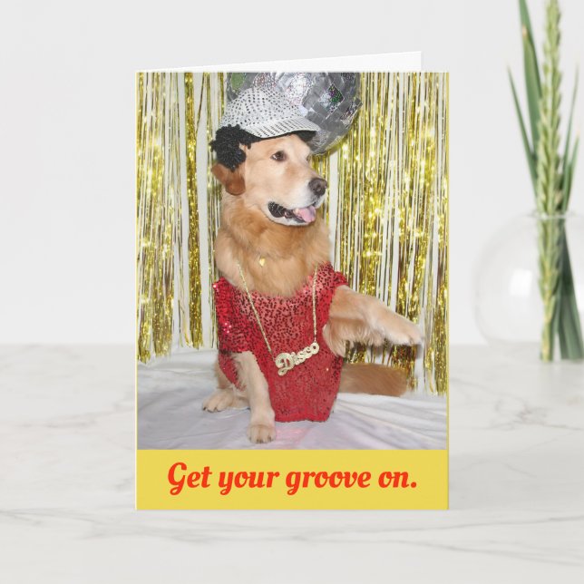 Tarjeta Cumpleaños del disco del golden retriever (Anverso)