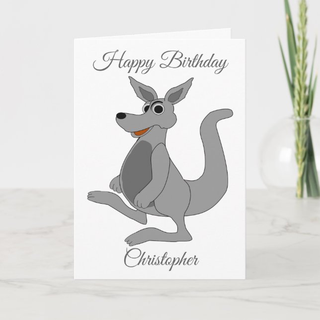 Tarjeta Cumpleaños del diseño de canguro personalizado (Anverso)
