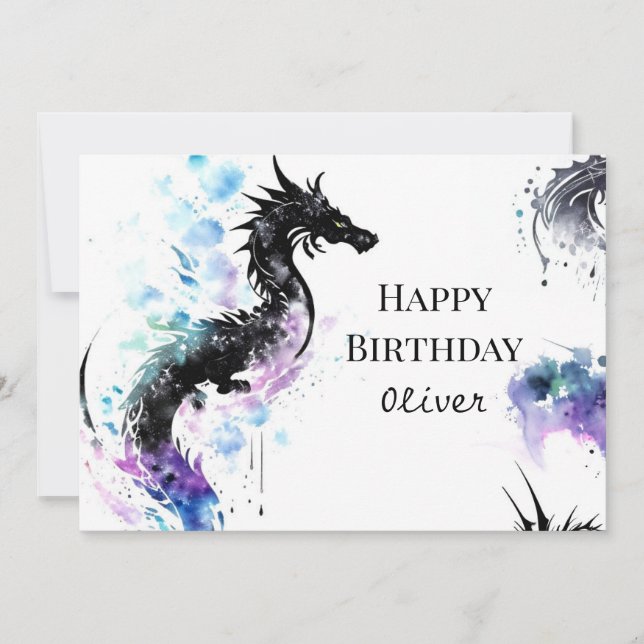 Tarjeta Cumpleaños del Dragón Cute Imprimible (Anverso)