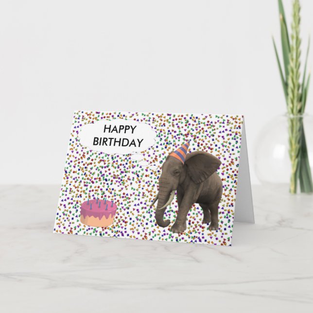 Tarjeta Cumpleaños del elefante (Anverso)