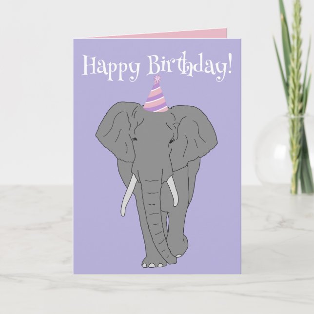 Tarjeta Cumpleaños del Elefante del personalizable (Anverso)
