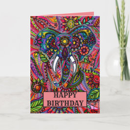 Tarjeta Cumpleaños del Elefante Mandala Boho Personalizado