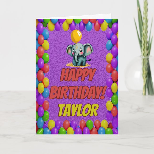 Tarjeta Cumpleaños del Elefante Personalizado Divertido (Anverso)